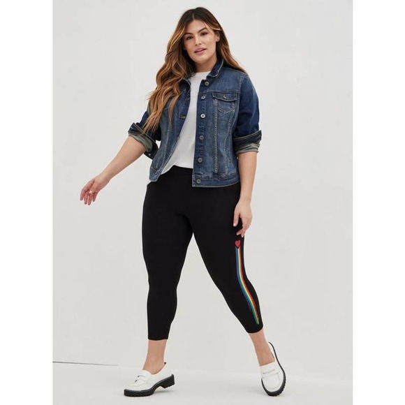 NWT Torrid Slashed Merry Plaid Underlay Black Leggings Plus Size: 1X (14/16) - Picture 2 of 3